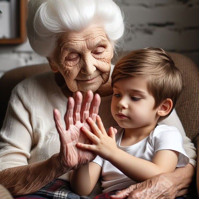 Mehrgenerationenhaus Oma mit Enkel